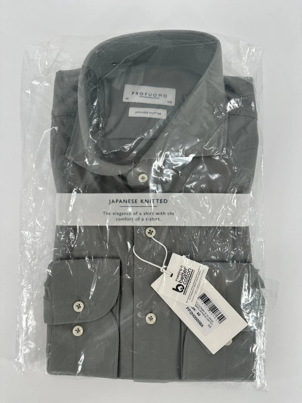 Profuomo overhemd Japanese knitted groen (40) - foto 1