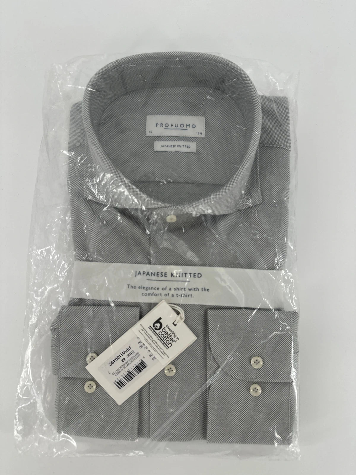 Profuomo overhemd Japanese knitted grijs (42) - foto 1
