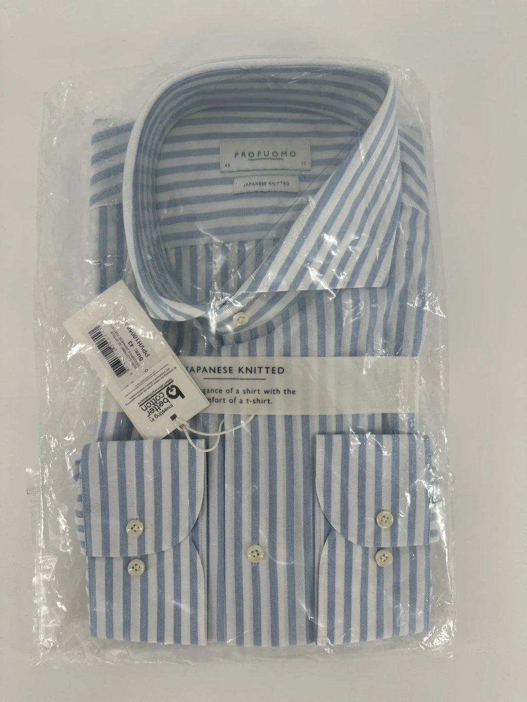Profuomo overhemd Japanese knitted wit/blauw (43) - foto 1