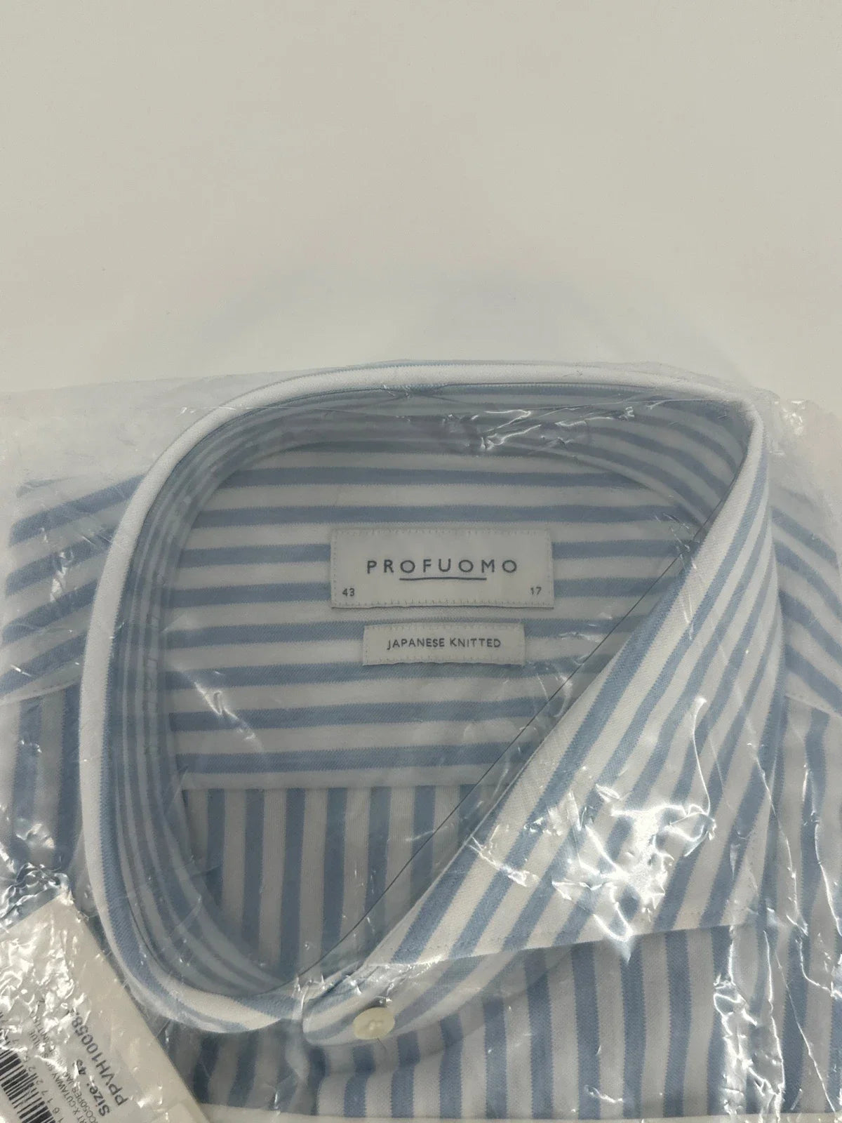 Profuomo overhemd Japanese knitted wit/blauw (43) - foto 2