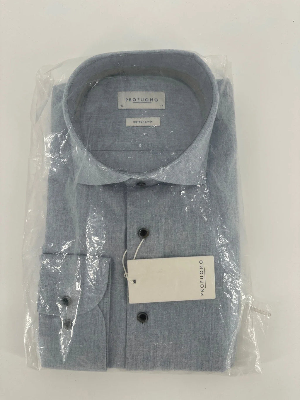 Profuomo overhemd cotton linen lichtblauw (43) - foto 1