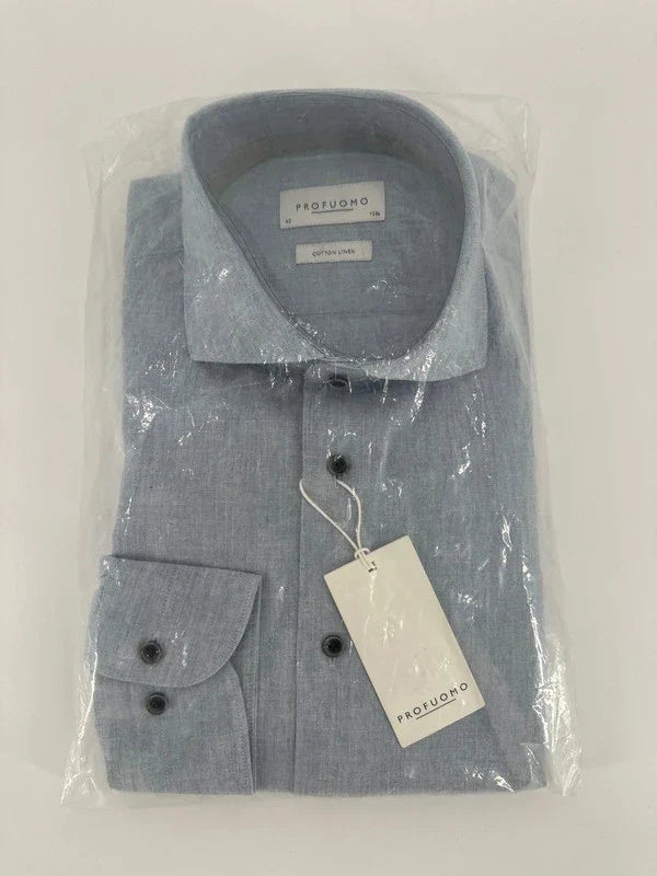 Profuomo overhemd cotton linen lichtblauw (40) - foto 1