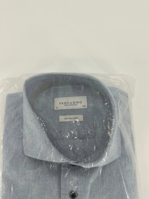Profuomo overhemd cotton linen lichtblauw (40) - foto 2