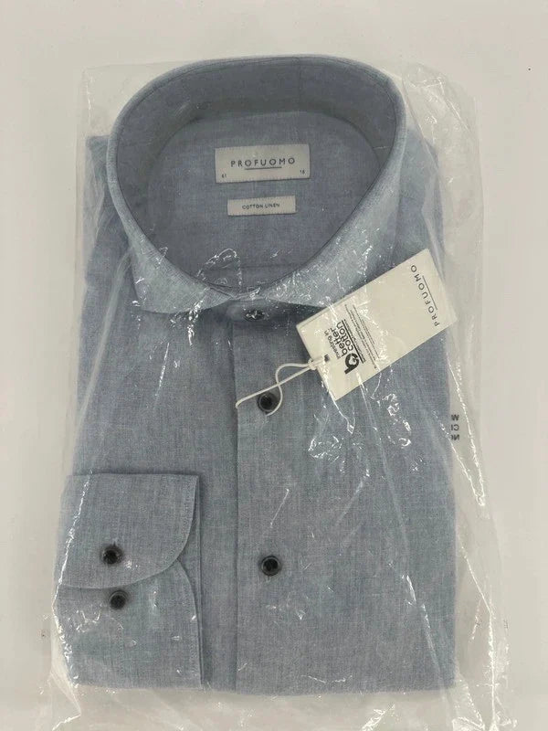 Profuomo overhemd cotton linen lichtblauw (41) - foto 1