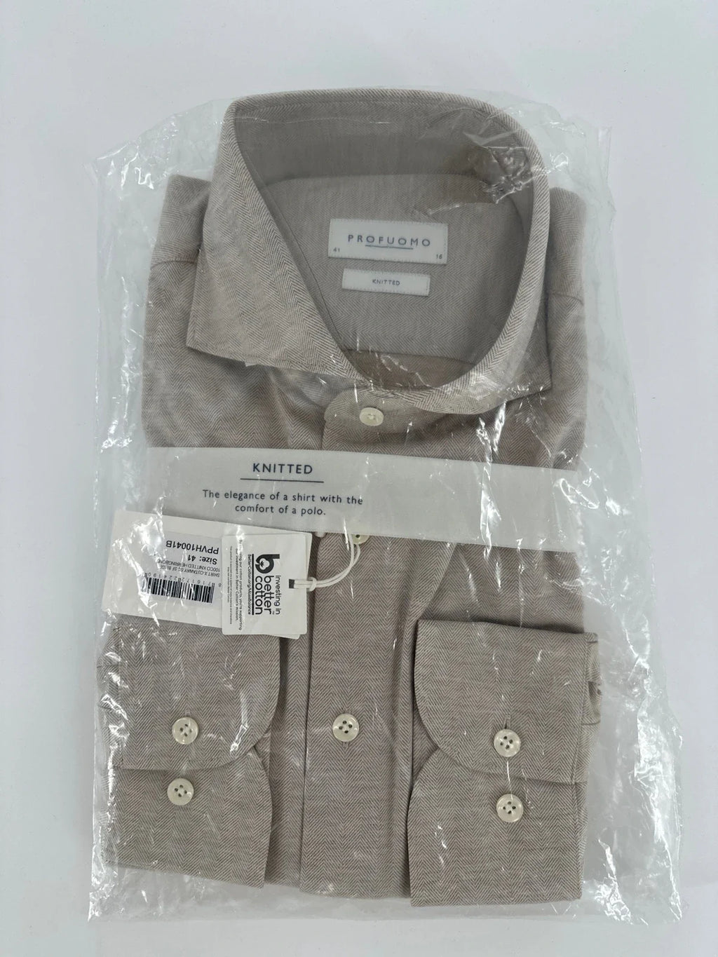 Profuomo overhemd knitted beige (41) - foto 1
