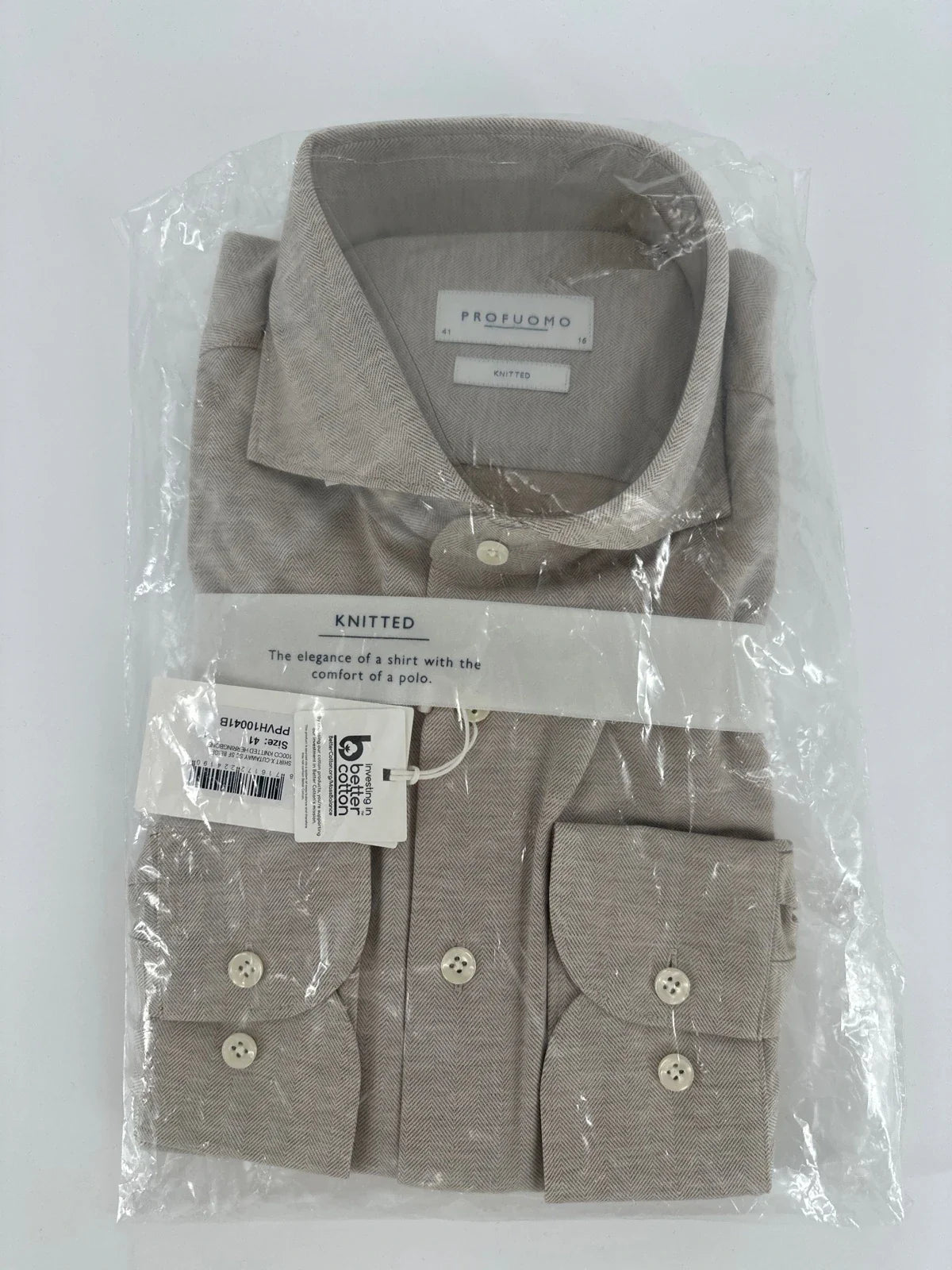 Profuomo overhemd knitted beige (41) - foto 1