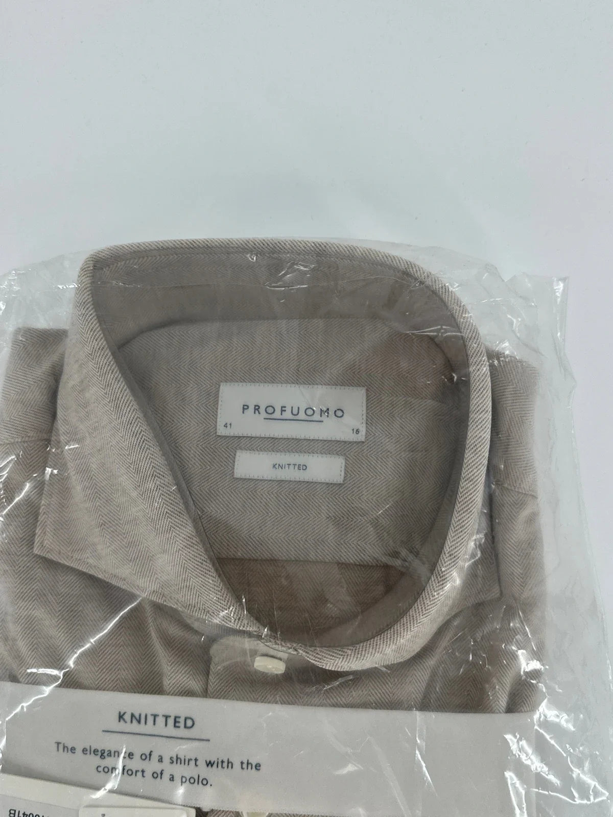 Profuomo overhemd knitted beige (41) - foto 2