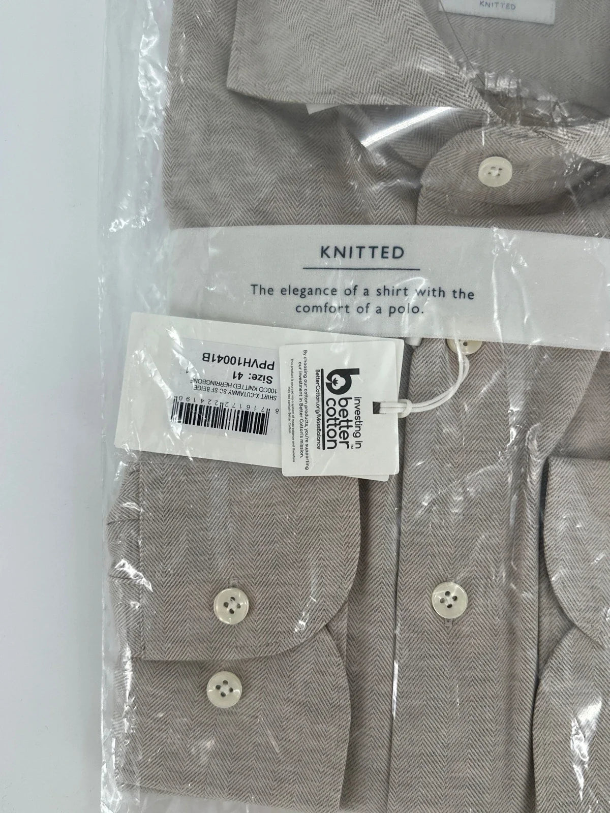 Profuomo overhemd knitted beige (41) - foto 3