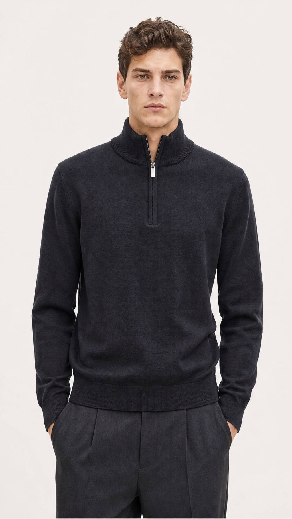 Half-zip trui zwart