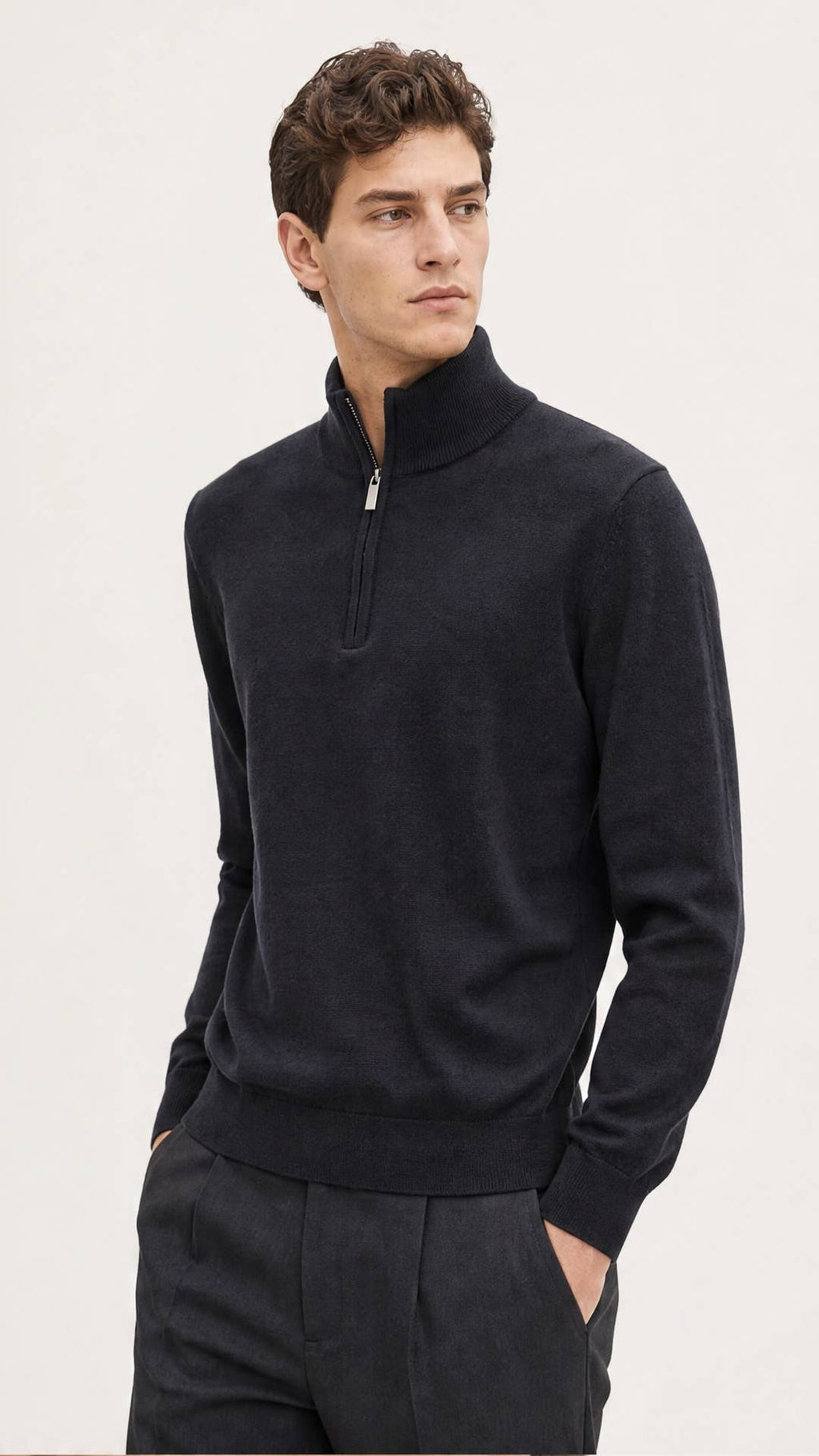 Half-zip trui zwart