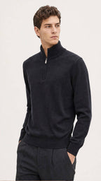 Half-zip trui zwart