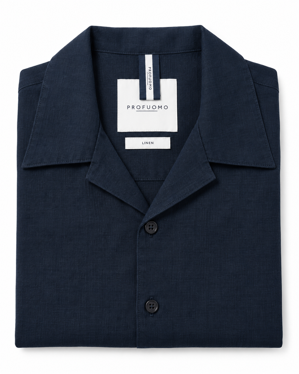 Linnen poloshirt donkerblauw – packshot op witte achtergrond