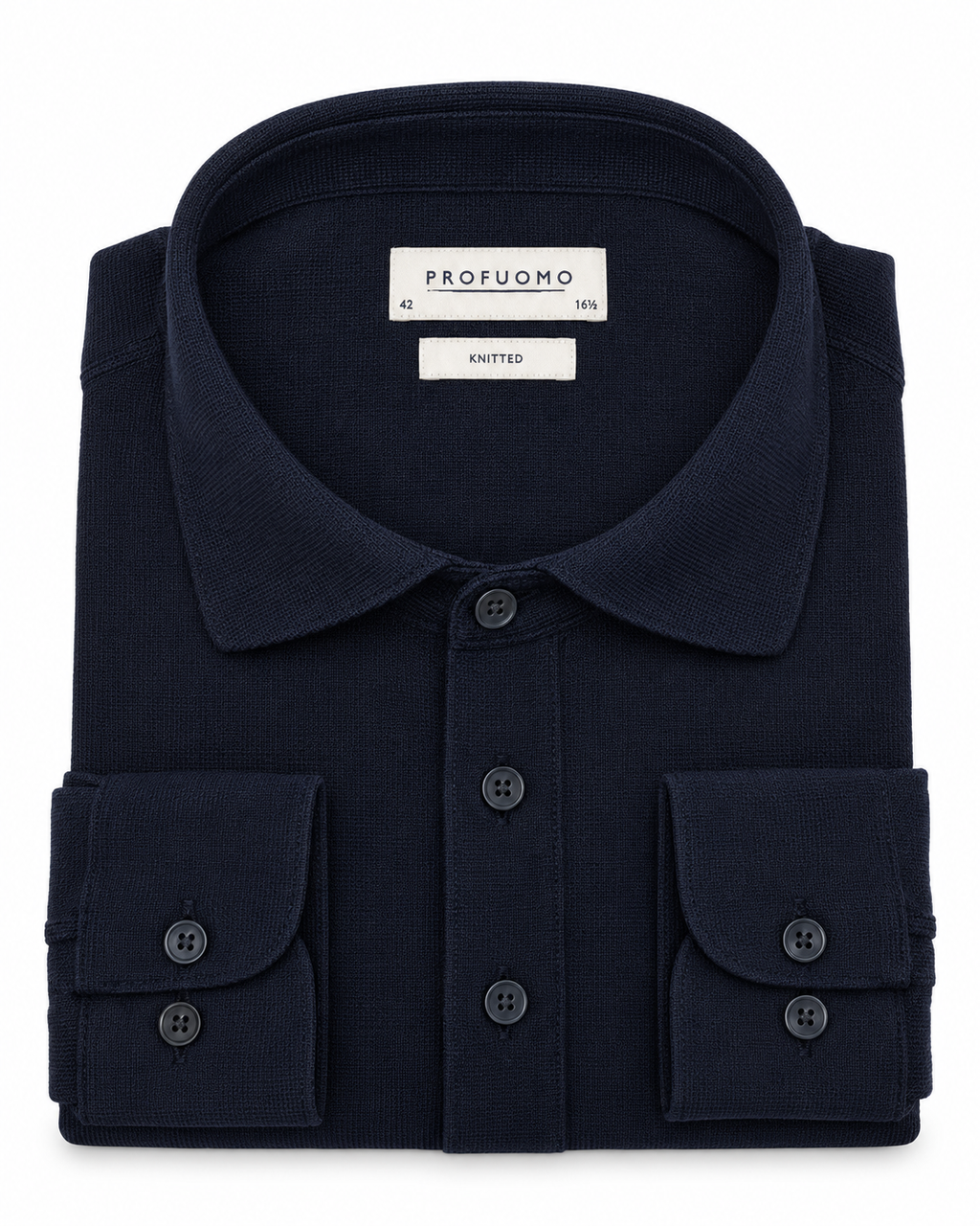Profuomo Knitted overhemd marineblauw — packshot op witte achtergrond