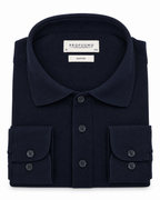 Profuomo Knitted overhemd marineblauw — packshot op witte achtergrond