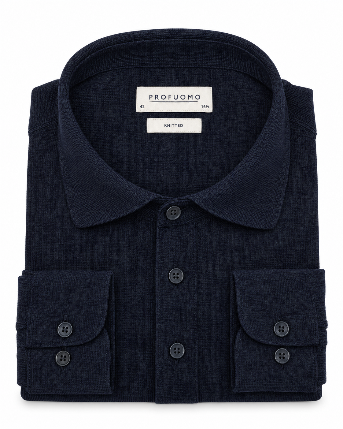 Profuomo Knitted overhemd marineblauw — packshot op witte achtergrond