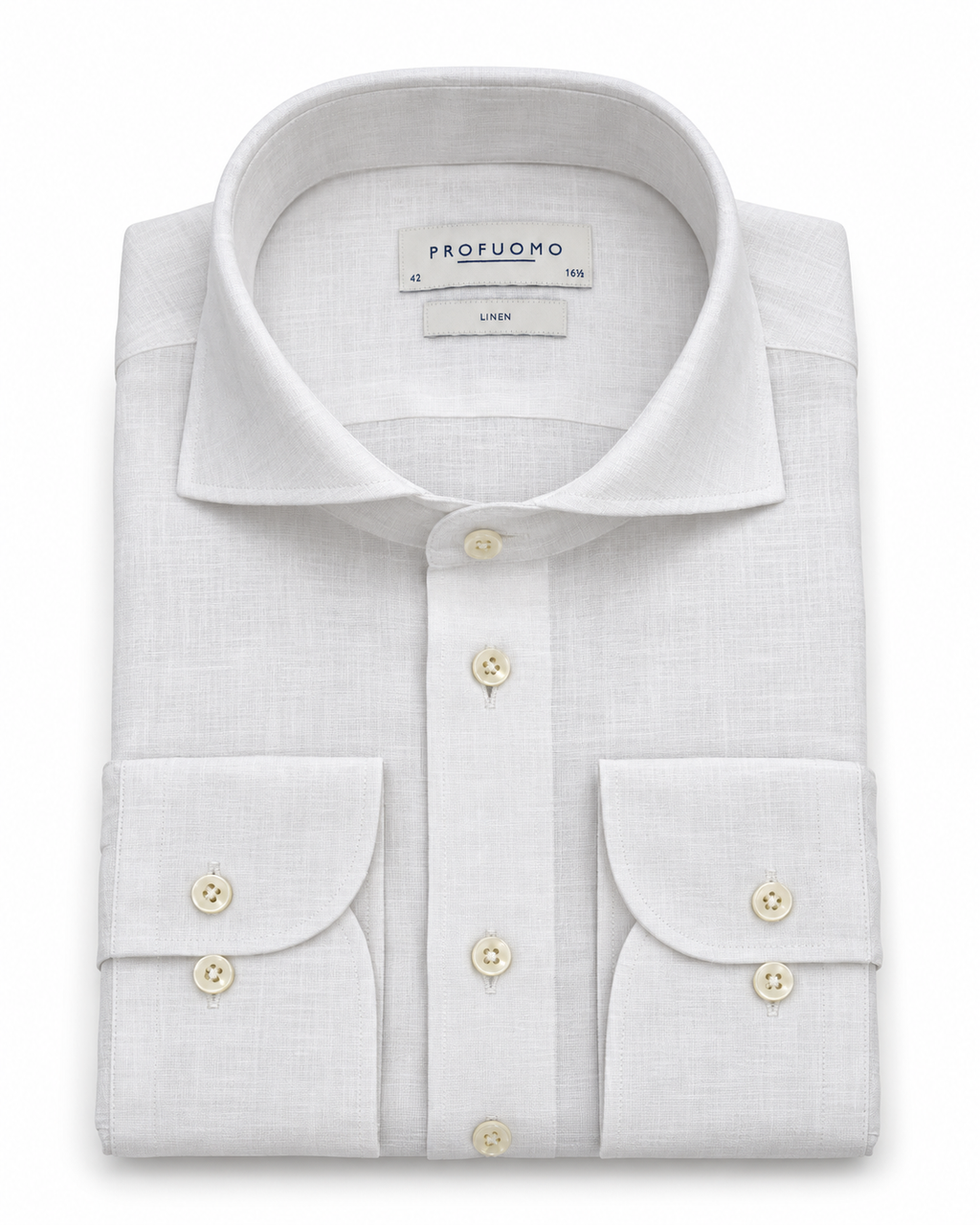 Profuomo Linnen overhemd wit — packshot op witte achtergrond