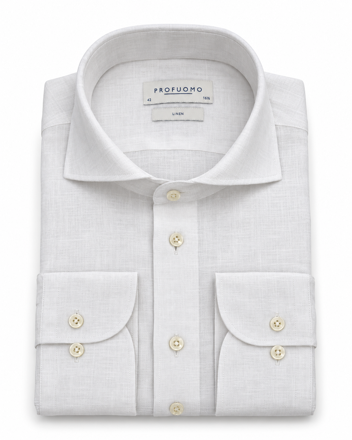 Profuomo Linnen overhemd wit — packshot op witte achtergrond