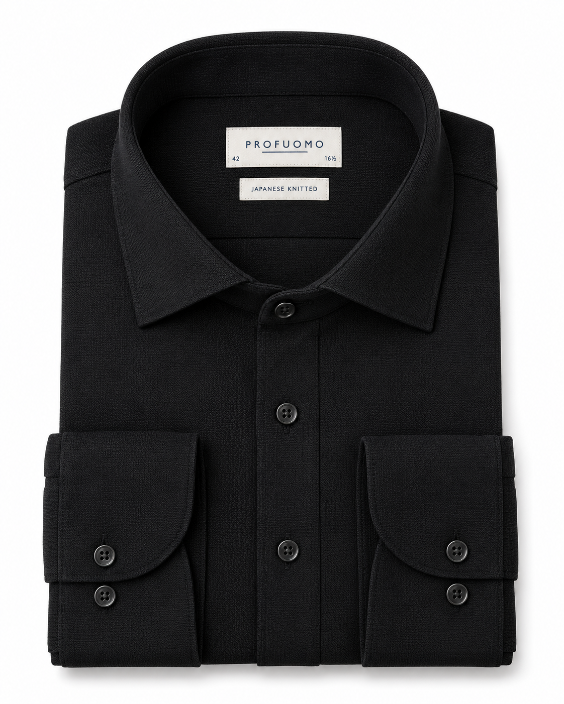 Profuomo Japanese Knitted overhemd zwart — packshot op witte achtergrond