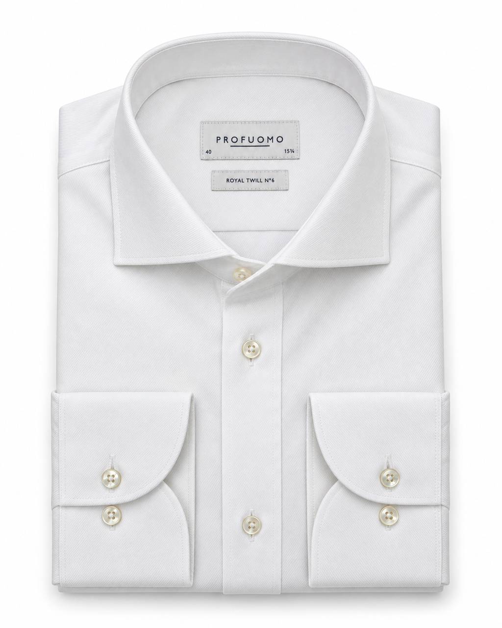 Profuomo Royal Twill overhemd wit — packshot op witte achtergrond