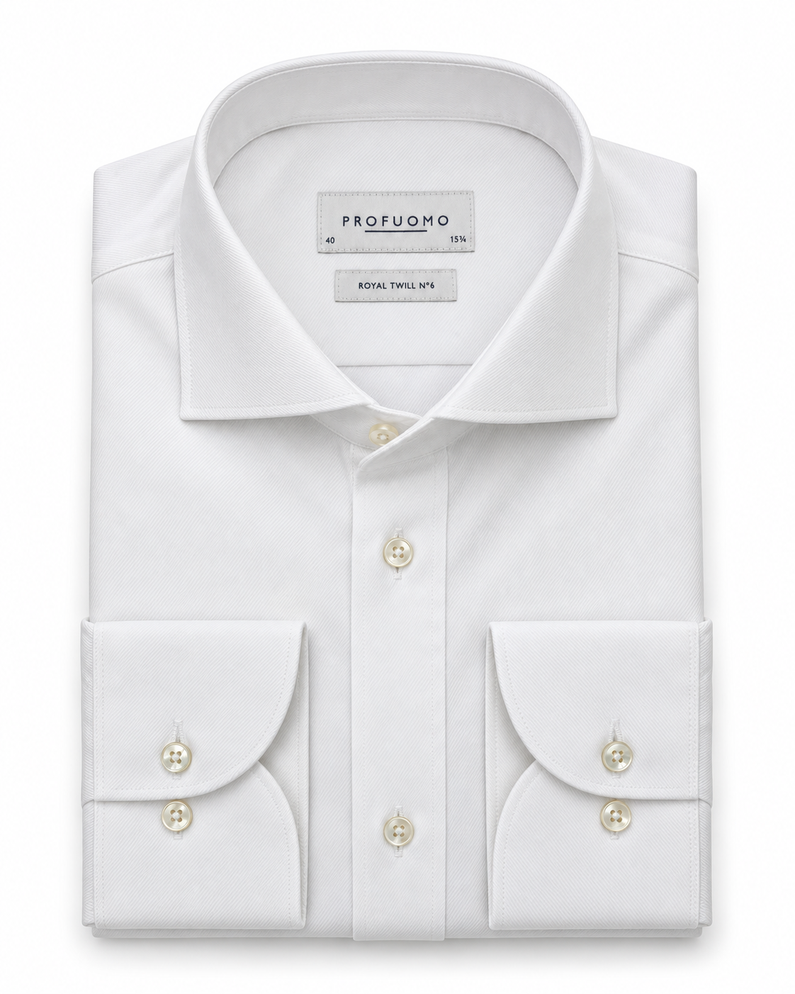 Profuomo Royal Twill overhemd wit — packshot op witte achtergrond
