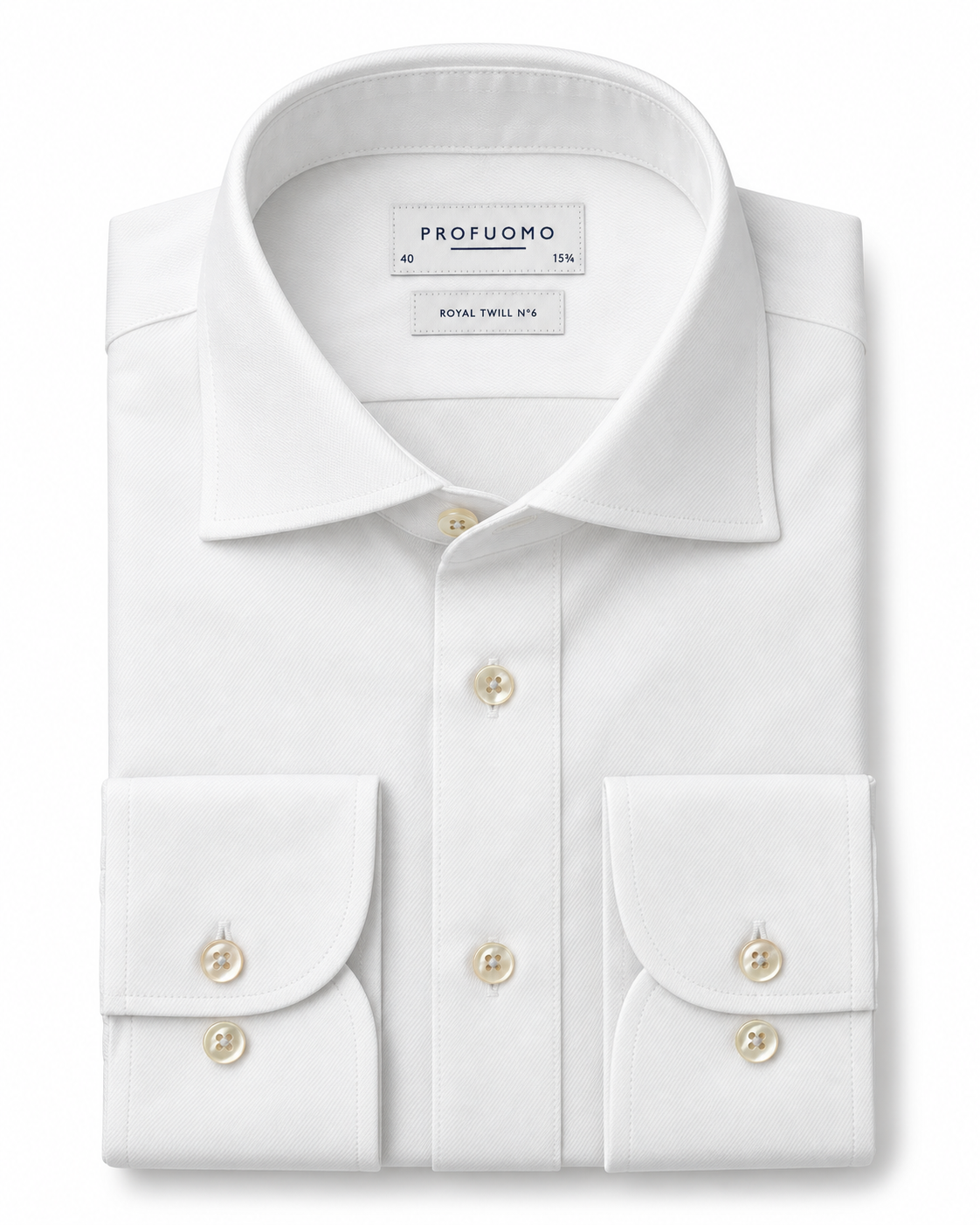 Profuomo Royal Twill overhemd wit — packshot op witte achtergrond