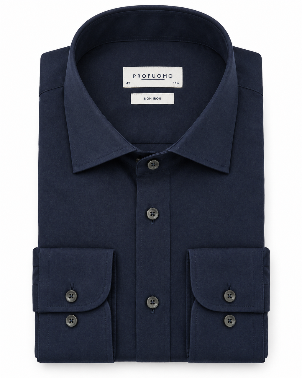 Profuomo Non-iron overhemd donkerblauw — packshot op witte achtergrond