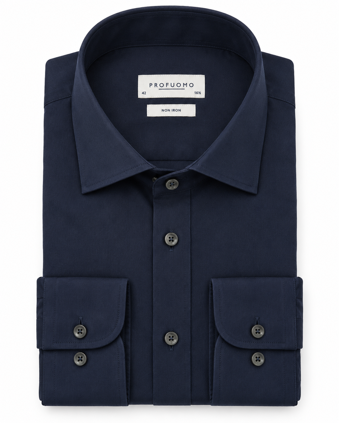 Profuomo Non-iron overhemd donkerblauw — packshot op witte achtergrond
