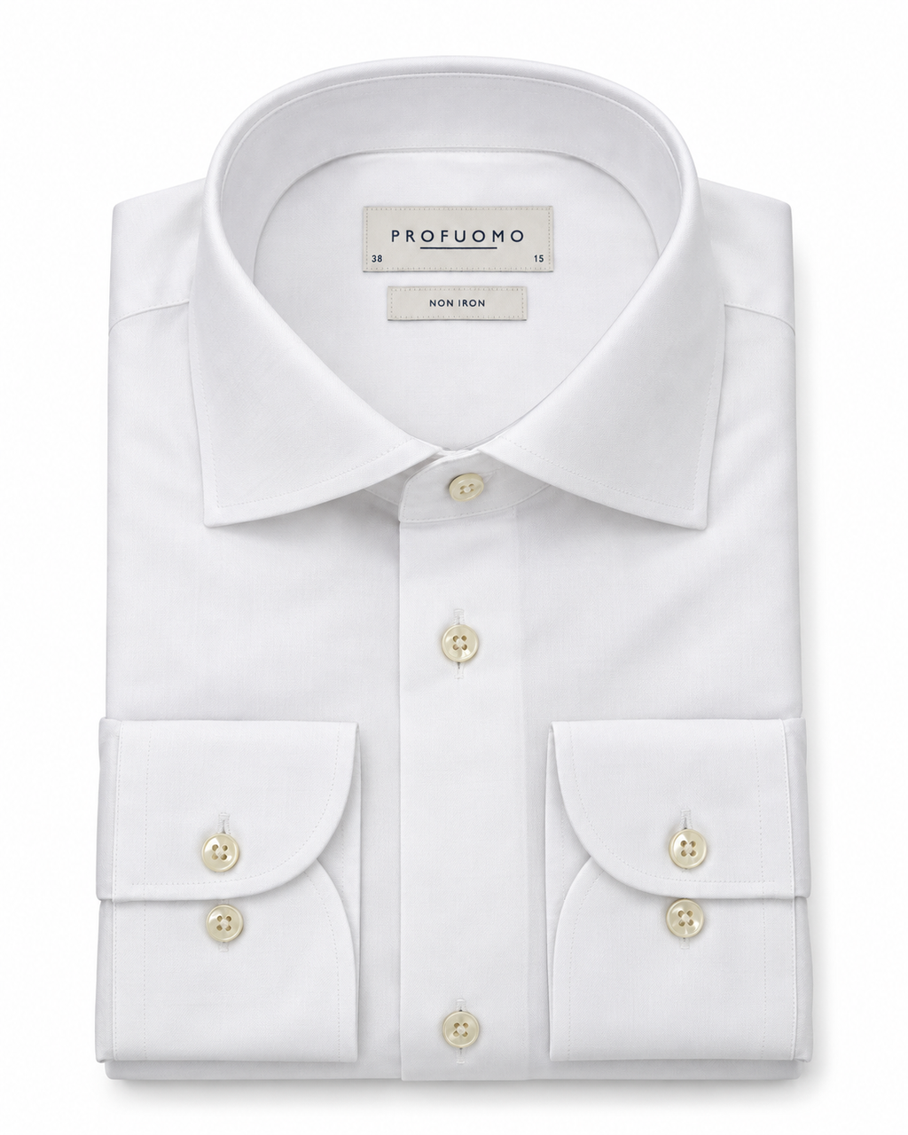 Profuomo Non-iron overhemd wit — packshot op witte achtergrond
