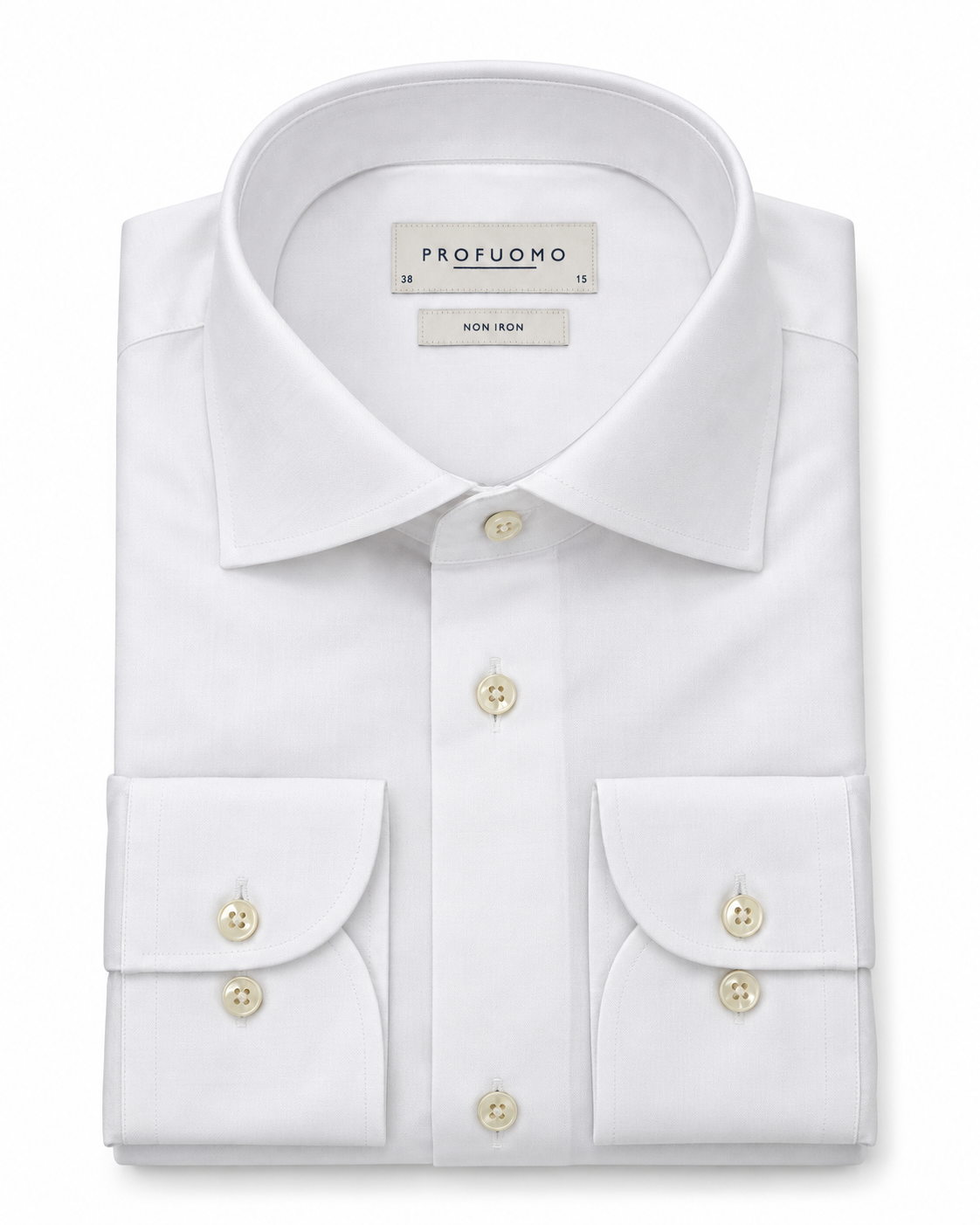Profuomo Non-iron overhemd wit — packshot op witte achtergrond