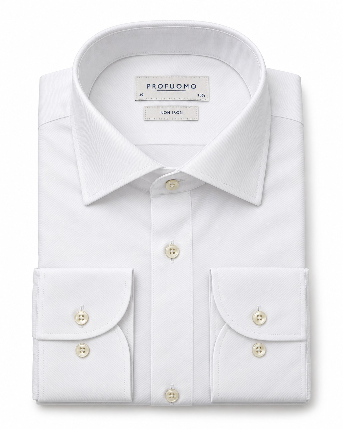 Profuomo Non-iron overhemd wit — packshot op witte achtergrond