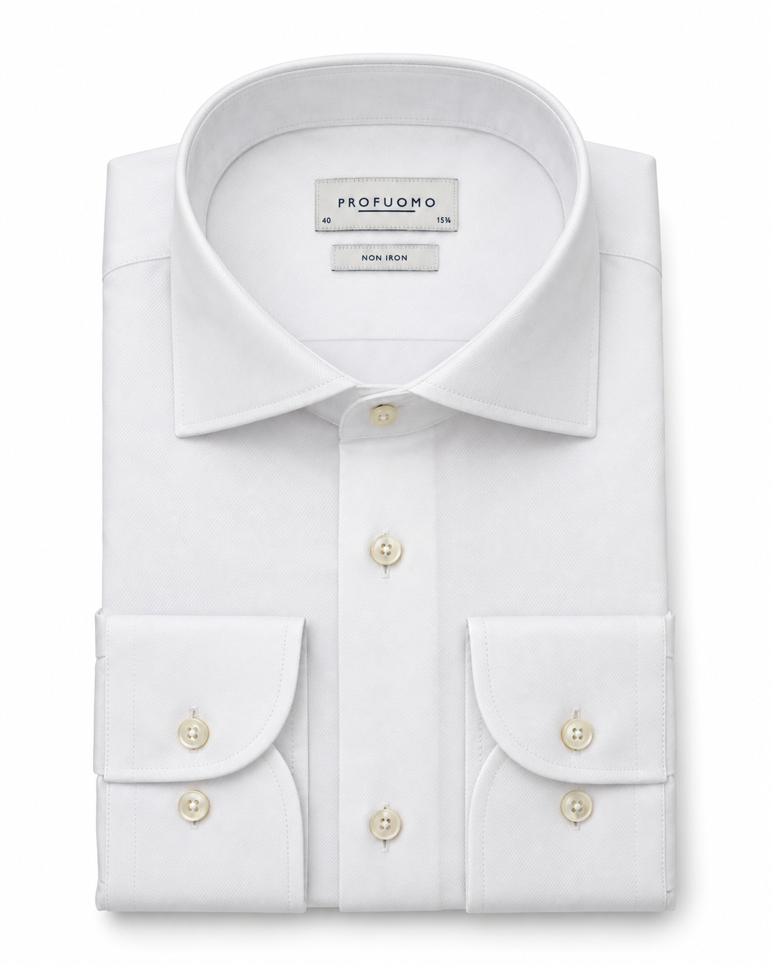 Profuomo Non-iron overhemd wit — packshot op witte achtergrond