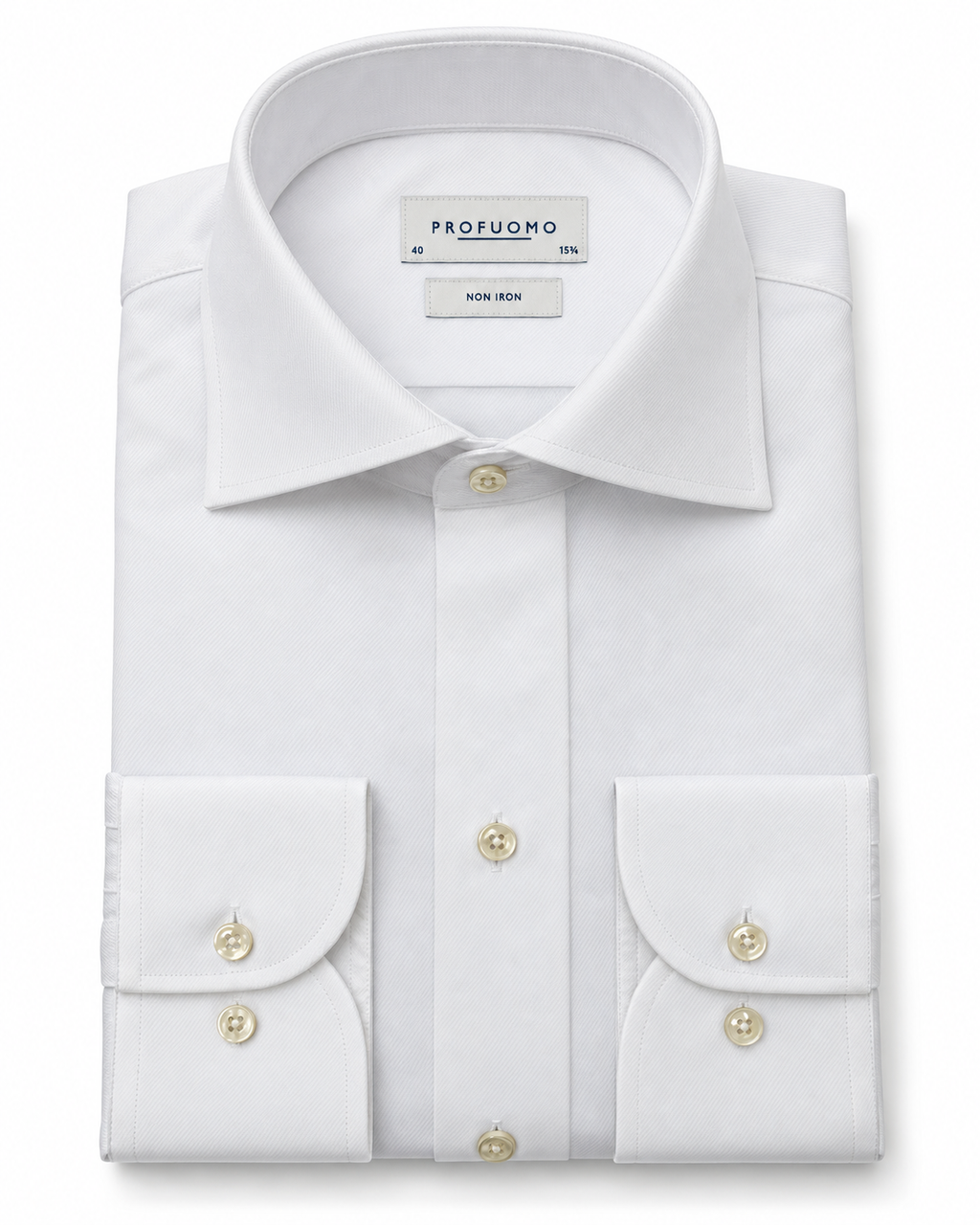 Profuomo Non-iron overhemd wit — packshot op witte achtergrond