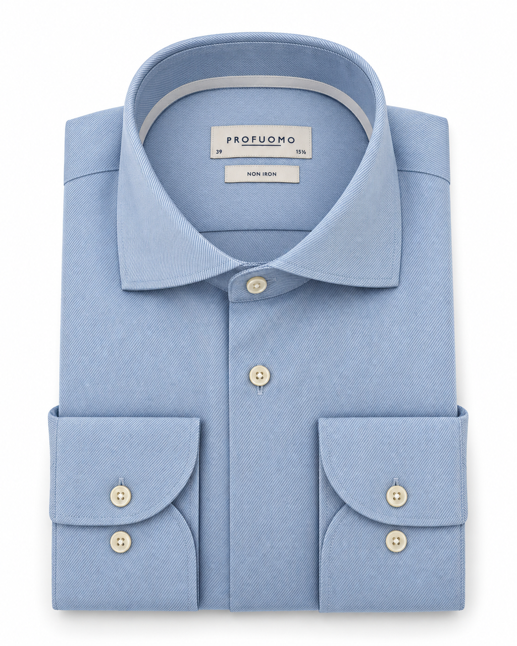Profuomo Non-iron overhemd lichtblauw — packshot op witte achtergrond