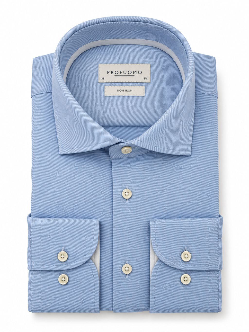 Profuomo Non-iron overhemd lichtblauw — packshot op witte achtergrond