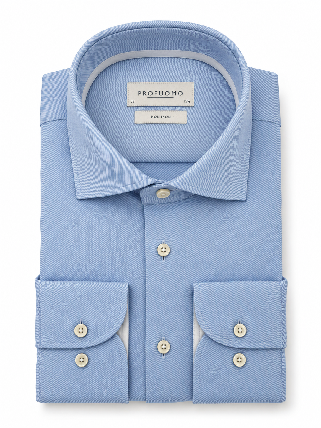 Profuomo Non-iron overhemd lichtblauw — packshot op witte achtergrond