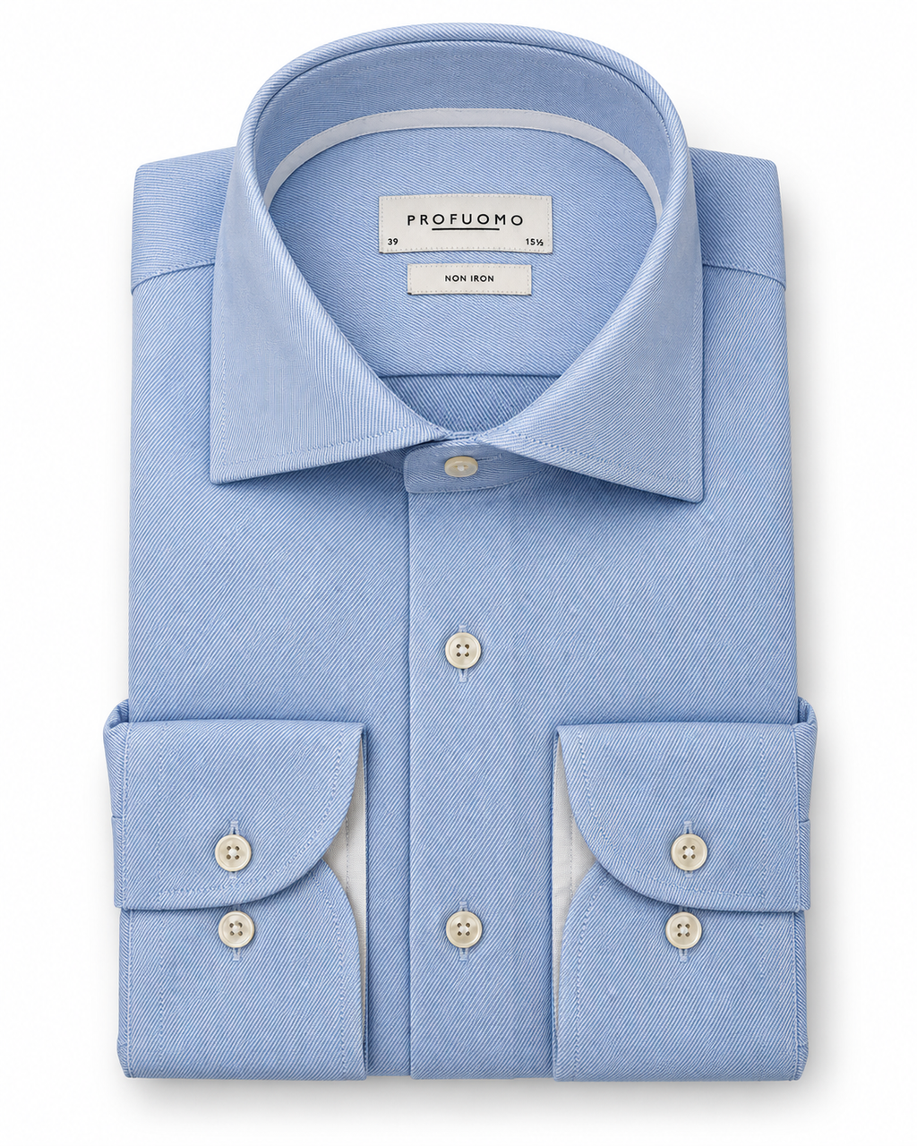Profuomo Non-iron overhemd lichtblauw — packshot op witte achtergrond