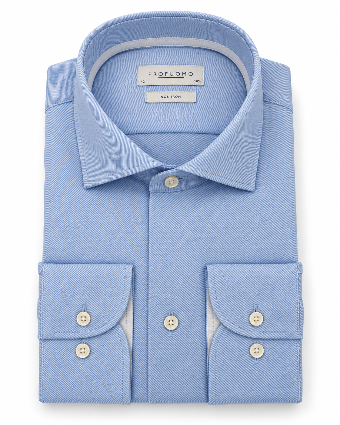 Profuomo Non-iron overhemd lichtblauw — packshot op witte achtergrond