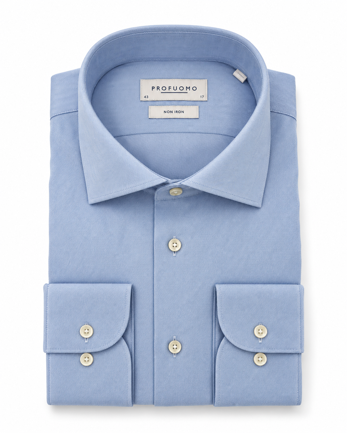 Profuomo Non-iron overhemd lichtblauw – mouwlengte 7 — packshot op witte achtergrond