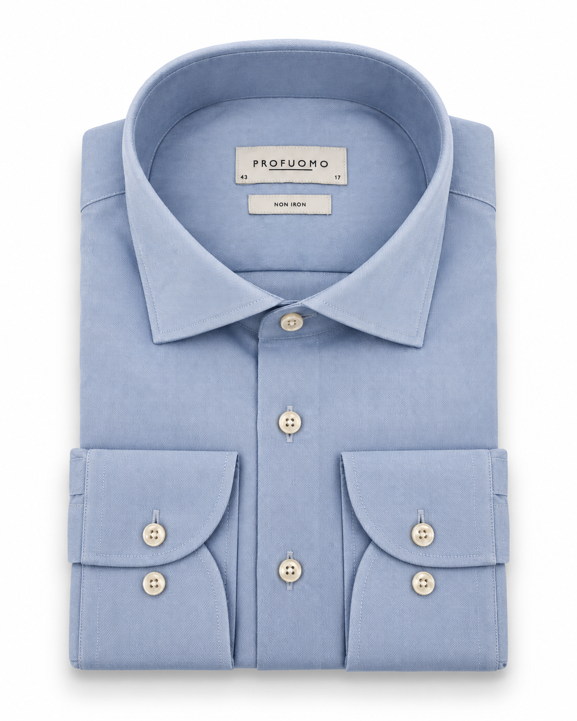 Profuomo Non-iron overhemd lichtblauw — packshot op witte achtergrond