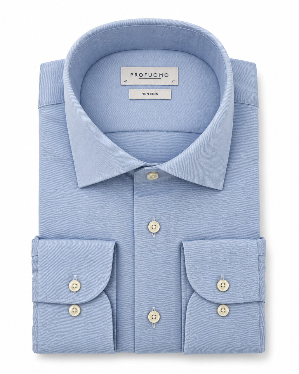 Profuomo Non-iron overhemd lichtblauw — packshot op witte achtergrond