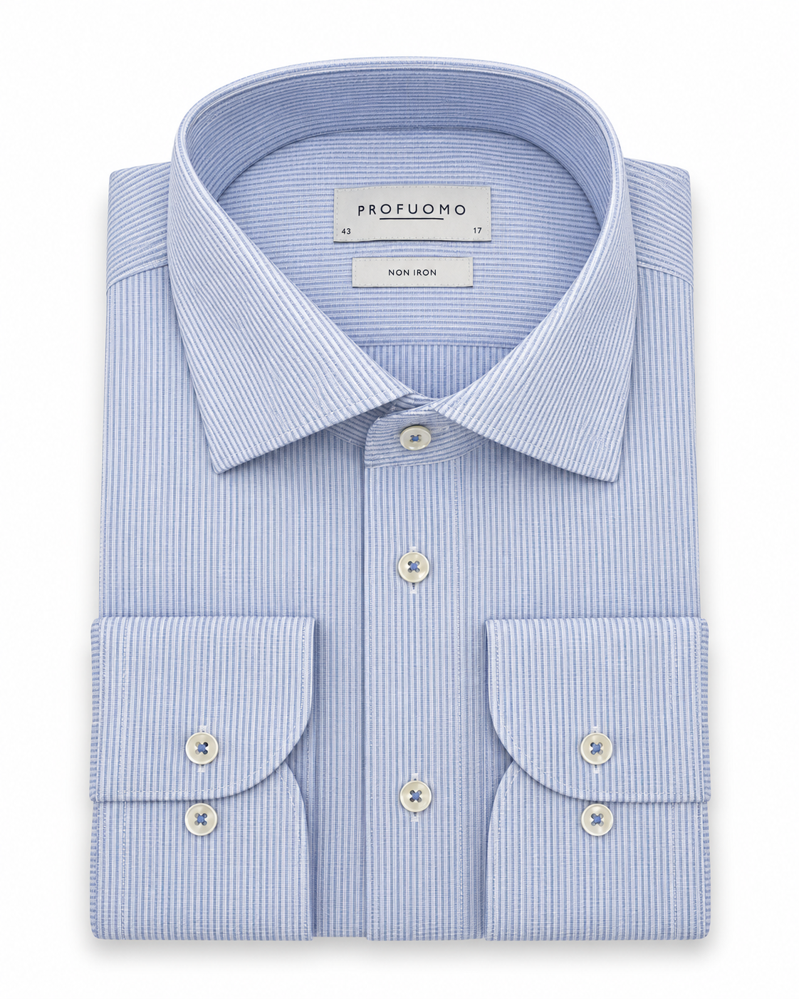 Profuomo Non-iron overhemd lichtblauw — packshot op witte achtergrond
