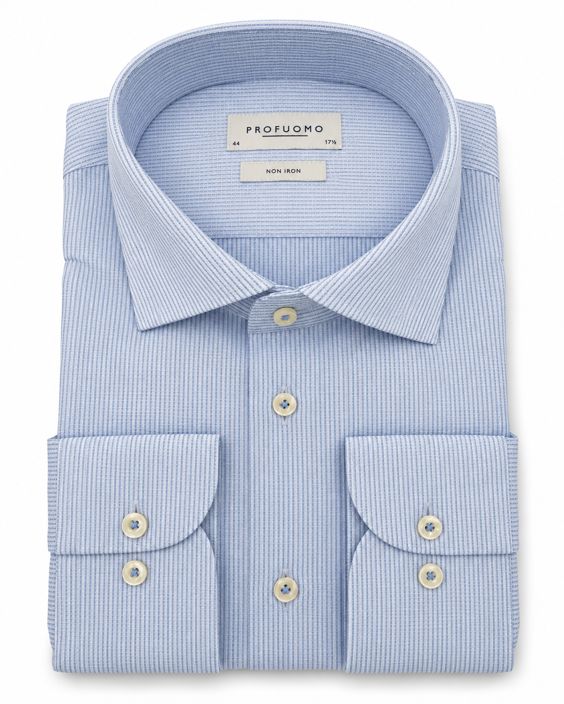 Profuomo Non-iron overhemd lichtblauw — packshot op witte achtergrond
