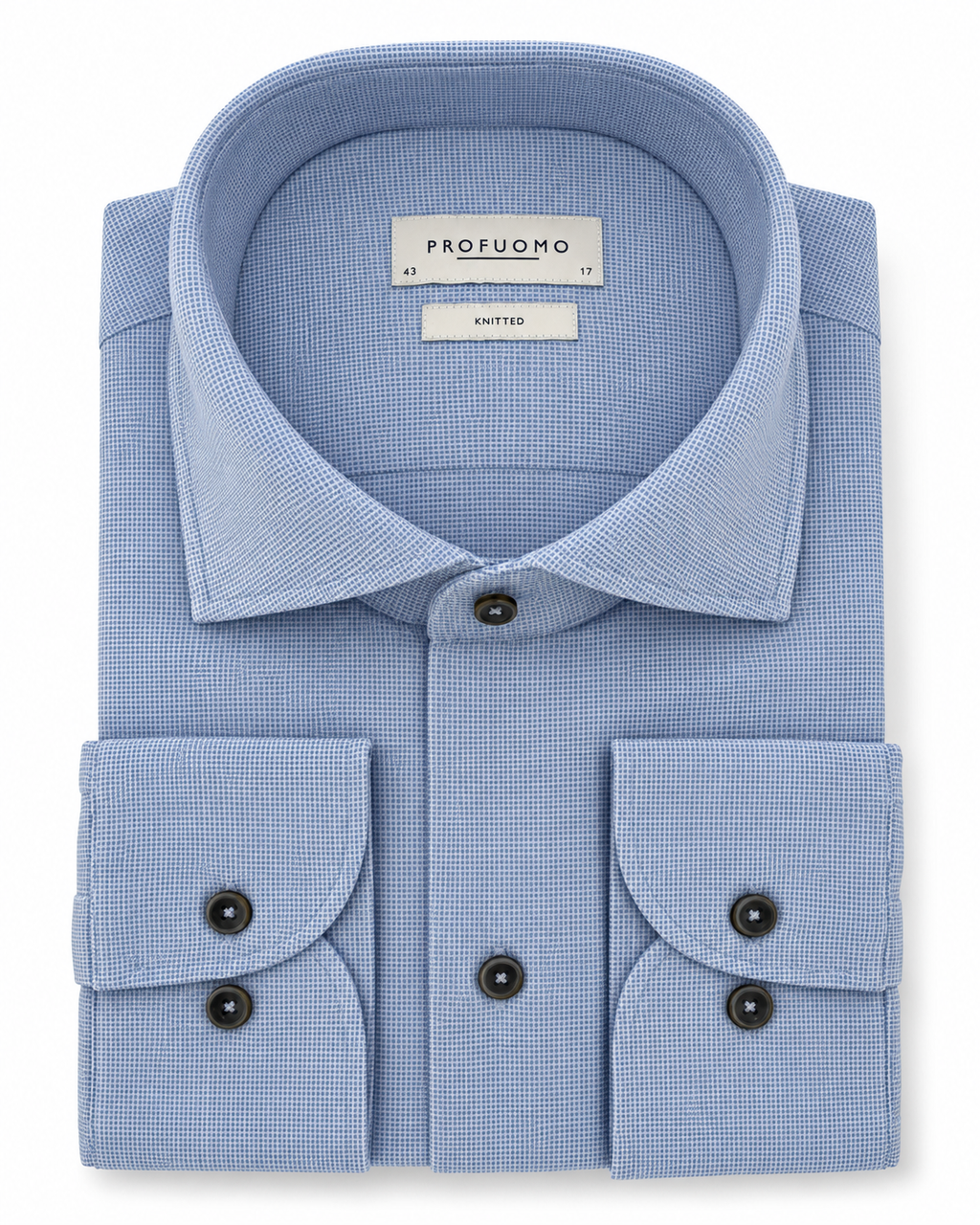 Profuomo Knitted overhemd lichtblauw — packshot op witte achtergrond