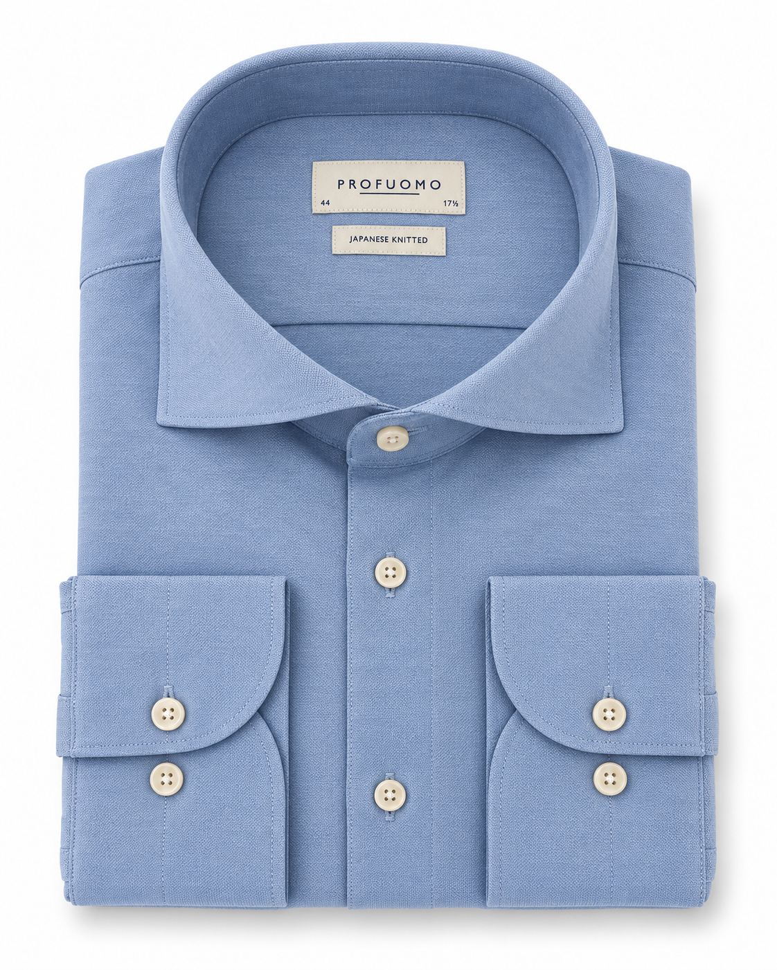 Profuomo Japanese Knitted overhemd lichtblauw — packshot op witte achtergrond
