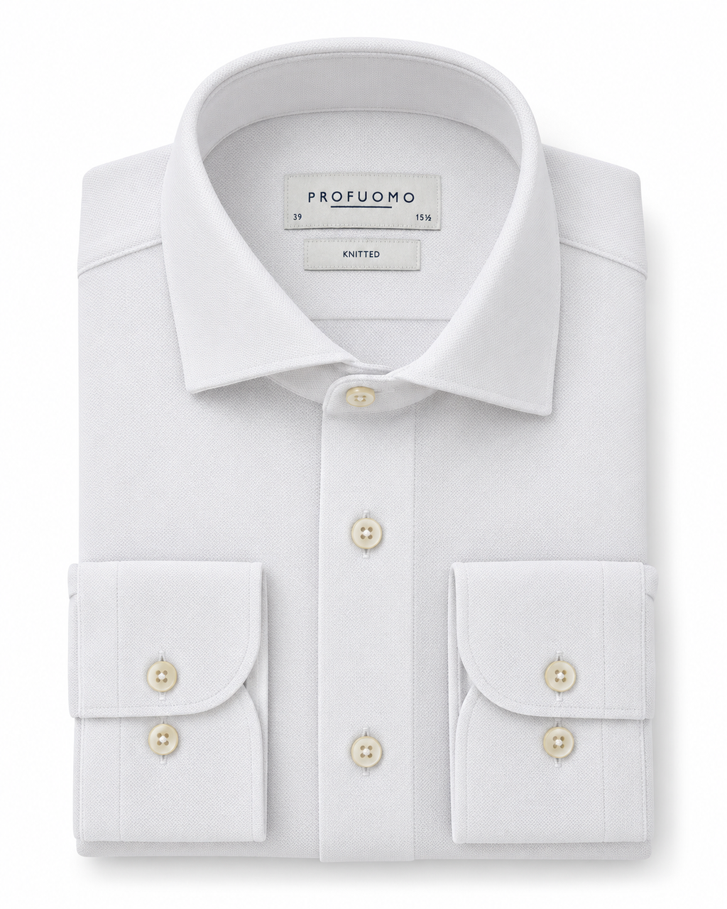 Profuomo Knitted overhemd wit — packshot op witte achtergrond