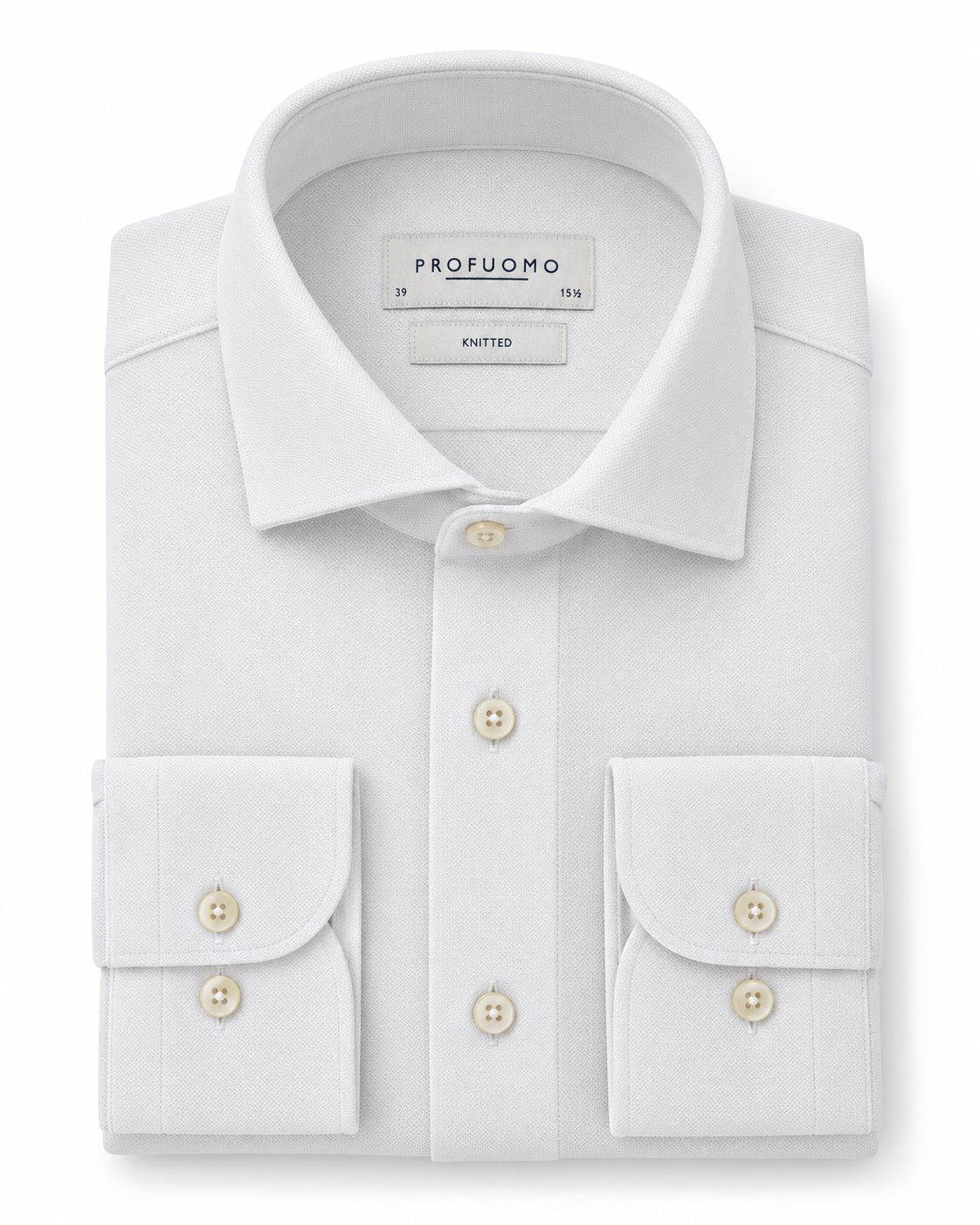 Profuomo Knitted overhemd wit — packshot op witte achtergrond