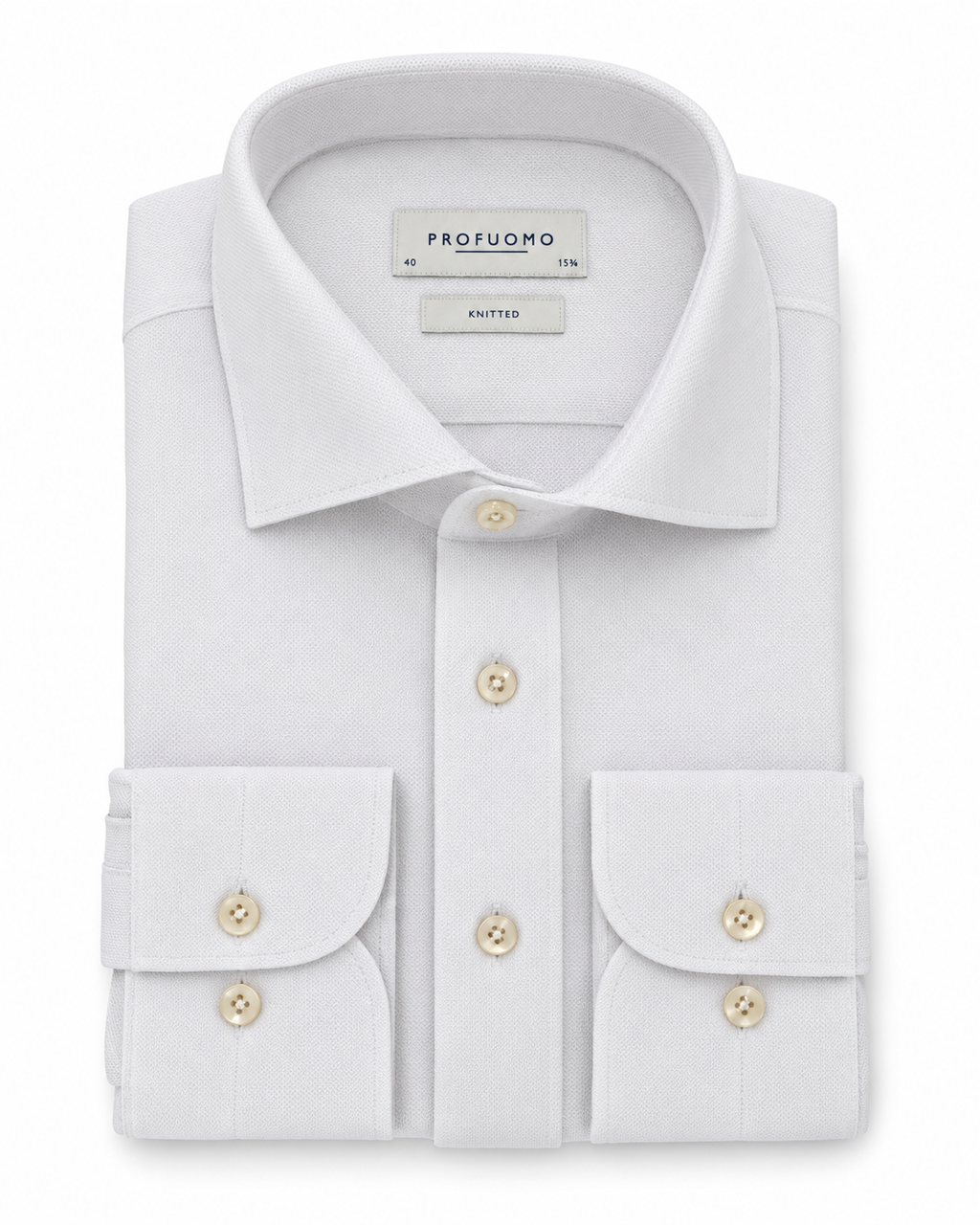 Profuomo Knitted overhemd wit — packshot op witte achtergrond