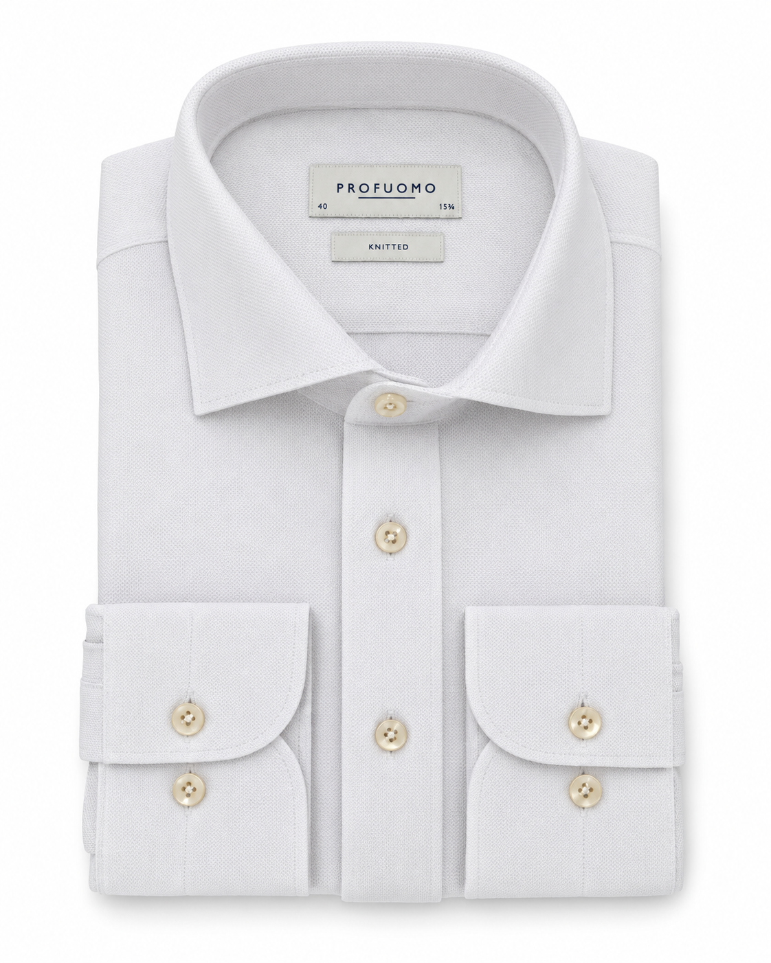 Profuomo Knitted overhemd wit — packshot op witte achtergrond