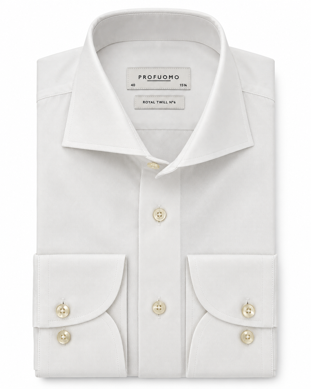 Profuomo Royal Twill overhemd N° 6 wit — packshot op witte achtergrond