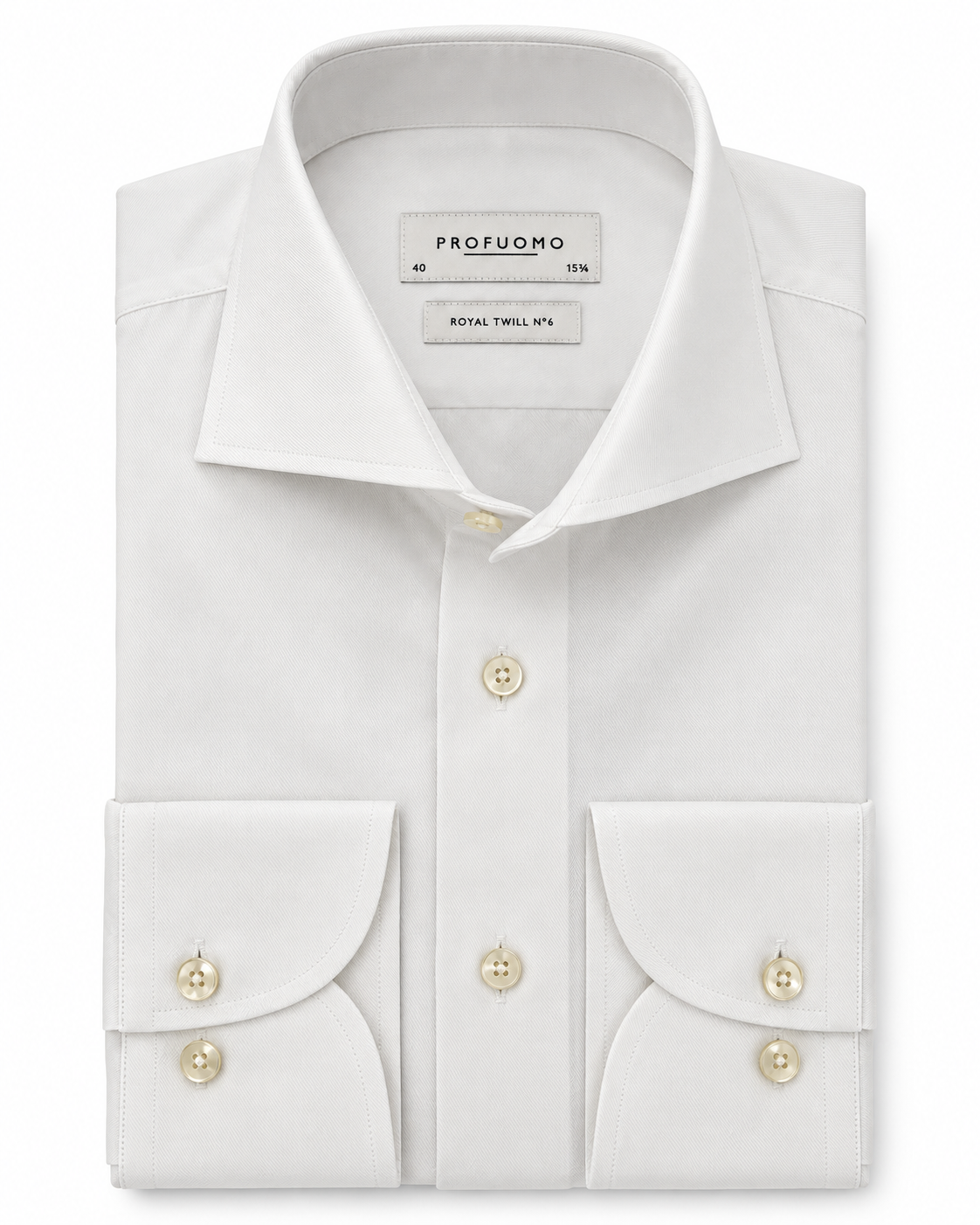Profuomo Royal Twill overhemd N° 6 wit — packshot op witte achtergrond